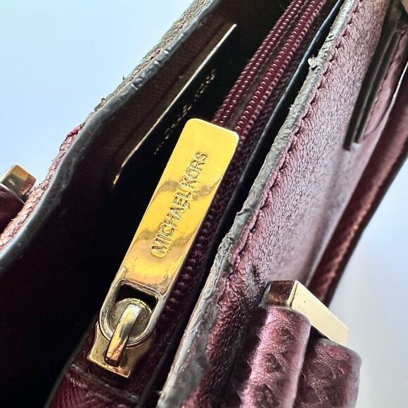 Michael Kors Adele Crossbody in Merlot Burgundy Metallic Snakeskin Patchwork - Picture 14 of 16